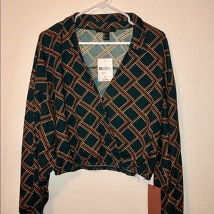 Collared Geo Patterned Top